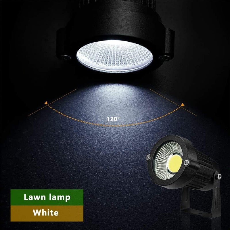 Z_جوده وثقه LED Landscape Lights,5W Outdoor Pathway Garden Yard Spotlight,IP65 Waterproof Garden Floodlight,Outdoor Spotlight with Stake,UL Cord 5-ft with Plug 6500K Daylight White(Pack of 4) - Image 2